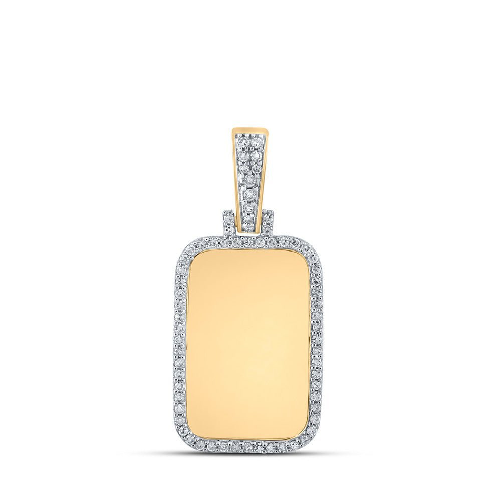 10kt Yellow Gold Men's Round Diamond Dog Tag Charm Pendant 1/3 Cttw | Dazzling Diamond Delight - Splendid Jewellery