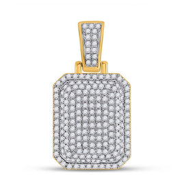 10kt Yellow Gold Men's Round Diamond Dog Tag Charm Pendant - Captivating Elegance - Splendid Jewellery