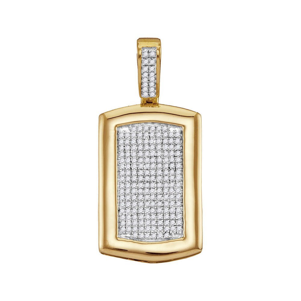 10kt Yellow Gold Men's Round Diamond Dog Tag Cluster Charm Pendant 1/2 Cttw | Splendid Jewellery: The Dazzling Diamond Delight Pendant - Splendid Jewellery