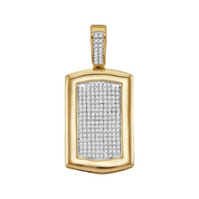Load image into Gallery viewer, 10kt Yellow Gold Men's Round Diamond Dog Tag Cluster Charm Pendant 1/2 Cttw | Splendid Jewellery: The Dazzling Diamond Delight Pendant - Splendid Jewellery