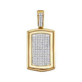 10kt Yellow Gold Men's Round Diamond Dog Tag Cluster Charm Pendant 1/2 Cttw | Splendid Jewellery: The Dazzling Diamond Delight Pendant - Splendid Jewellery