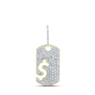 10kt Yellow Gold Men's Round Diamond Dogtag Dollar Sign Charm Pendant - 1 - 1/3 Cttw | Splendid Jewellery - Splendid Jewellery