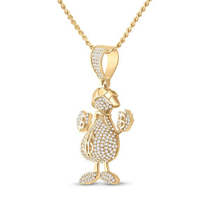 10kt Yellow Gold Men's Round Diamond Dollar Money Bag Man Pendant - 3 Cttw | Splendid Jewellery - Splendid Jewellery