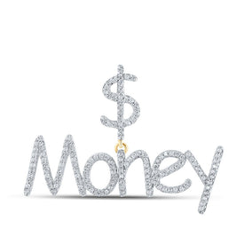 10kt Yellow Gold Men's Round Diamond Dollar Money Charm Pendant 1/2 Cttw | Splendid Jewellery - Splendid Jewellery