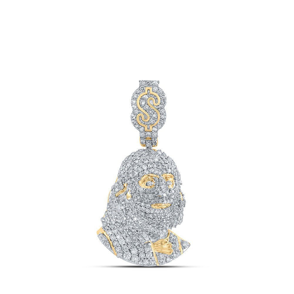 10kt Yellow Gold Men's Round Diamond Dollar Sign Charm Pendant - 1 - 3/8 Cttw | Splendid Jewellery - Splendid Jewellery