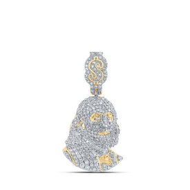 10kt Yellow Gold Men's Round Diamond Dollar Sign Charm Pendant - 1 - 3/8 Cttw | Splendid Jewellery - Splendid Jewellery