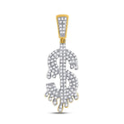 10kt Yellow Gold Men's Round Diamond Dollar - Sign Charm Pendant - 3/8 Cttw | Splendid Jewellery - Splendid Jewellery