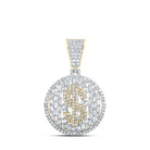 10kt Yellow Gold Men's Round Diamond Dollar Sign Circle Charm Pendant 1 - 1/2 Cttw | Splendid Jewellery - Splendid Jewellery