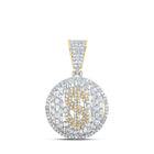 10kt Yellow Gold Men's Round Diamond Dollar Sign Circle Charm Pendant 1 - 1/2 Cttw | Splendid Jewellery - Splendid Jewellery