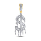 10kt Yellow Gold Men's Round Diamond Dollar Sign Dripping Charm Pendant - Captivating Elegance - Splendid Jewellery