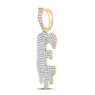10kt Yellow Gold Men's Round Diamond Drip E Letter Charm Pendant - 2 Cttw | Splendid Jewellery - Splendid Jewellery