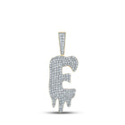 10kt Yellow Gold Men's Round Diamond Drip E Letter Charm Pendant - 2 Cttw | Splendid Jewellery - Splendid Jewellery