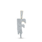 10kt Yellow Gold Men's Round Diamond Drip F Letter Charm Pendant - 1 - 3/4 Cttw | Splendid Jewellery - Splendid Jewellery