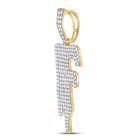 10kt Yellow Gold Men's Round Diamond Drip F Letter Charm Pendant - 1 - 3/4 Cttw | Splendid Jewellery - Splendid Jewellery