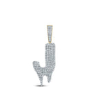10kt Yellow Gold Men's Round Diamond Drip J Letter Charm Pendant - 2 Cttw - Splendid Jewellery