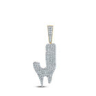 10kt Yellow Gold Men's Round Diamond Drip J Letter Charm Pendant - 2 Cttw - Splendid Jewellery