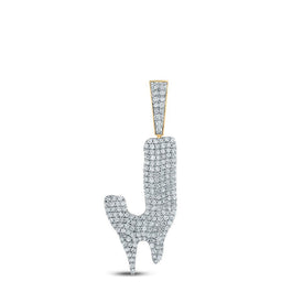 10kt Yellow Gold Men's Round Diamond Drip J Letter Charm Pendant - 2 Cttw - Splendid Jewellery