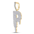 10kt Yellow Gold Men's Round Diamond Drip P Letter Charm Pendant - A Captivating Statement Piece - Splendid Jewellery