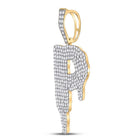 10kt Yellow Gold Men's Round Diamond Drip P Letter Charm Pendant - A Captivating Statement Piece - Splendid Jewellery
