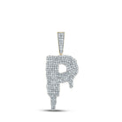 10kt Yellow Gold Men's Round Diamond Drip P Letter Charm Pendant - A Captivating Statement Piece - Splendid Jewellery