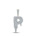 10kt Yellow Gold Men's Round Diamond Drip P Letter Charm Pendant - A Captivating Statement Piece - Splendid Jewellery