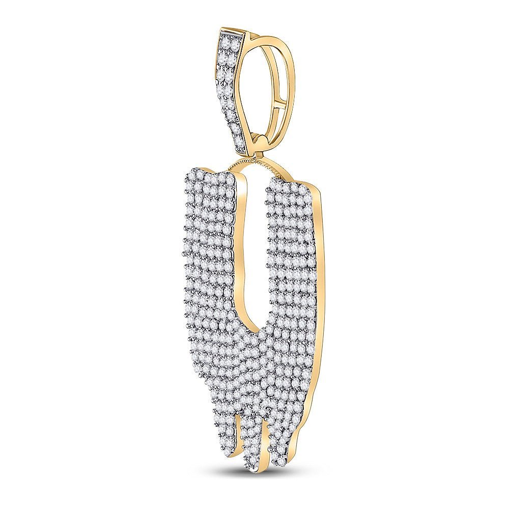 10kt Yellow Gold Men's Round Diamond Drip U Letter Charm Pendant - 3 Cttw | Splendid Jewellery - Splendid Jewellery
