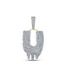 10kt Yellow Gold Men's Round Diamond Drip U Letter Charm Pendant - 3 Cttw | Splendid Jewellery - Splendid Jewellery