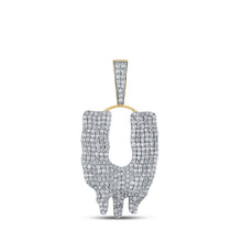 Load image into Gallery viewer, 10kt Yellow Gold Men's Round Diamond Drip U Letter Charm Pendant - 3 Cttw | Splendid Jewellery - Splendid Jewellery