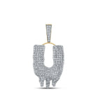 10kt Yellow Gold Men's Round Diamond Drip U Letter Charm Pendant - 3 Cttw | Splendid Jewellery - Splendid Jewellery
