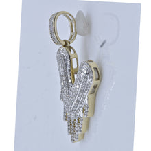 Load image into Gallery viewer, 10kt Yellow Gold Men's Round Diamond Drip V Letter Charm Pendant - 1/2 Cttw | Splendid Jewellery - Splendid Jewellery