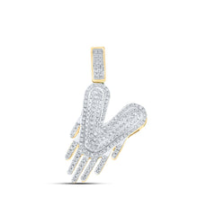 Load image into Gallery viewer, 10kt Yellow Gold Men's Round Diamond Drip V Letter Charm Pendant - 1/2 Cttw | Splendid Jewellery - Splendid Jewellery
