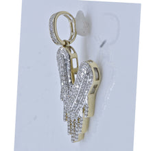 Load image into Gallery viewer, 10kt Yellow Gold Men&#39;s Round Diamond Drip V Letter Charm Pendant - 1/2 Cttw | Splendid Jewellery product Side View from Splendid Jewellery