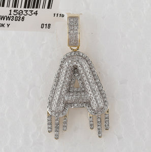 10kt Yellow Gold Men's Round Diamond Dripping Letter A Charm Pendant - 3/4 Cttw - Splendid Jewellery - Splendid Jewellery