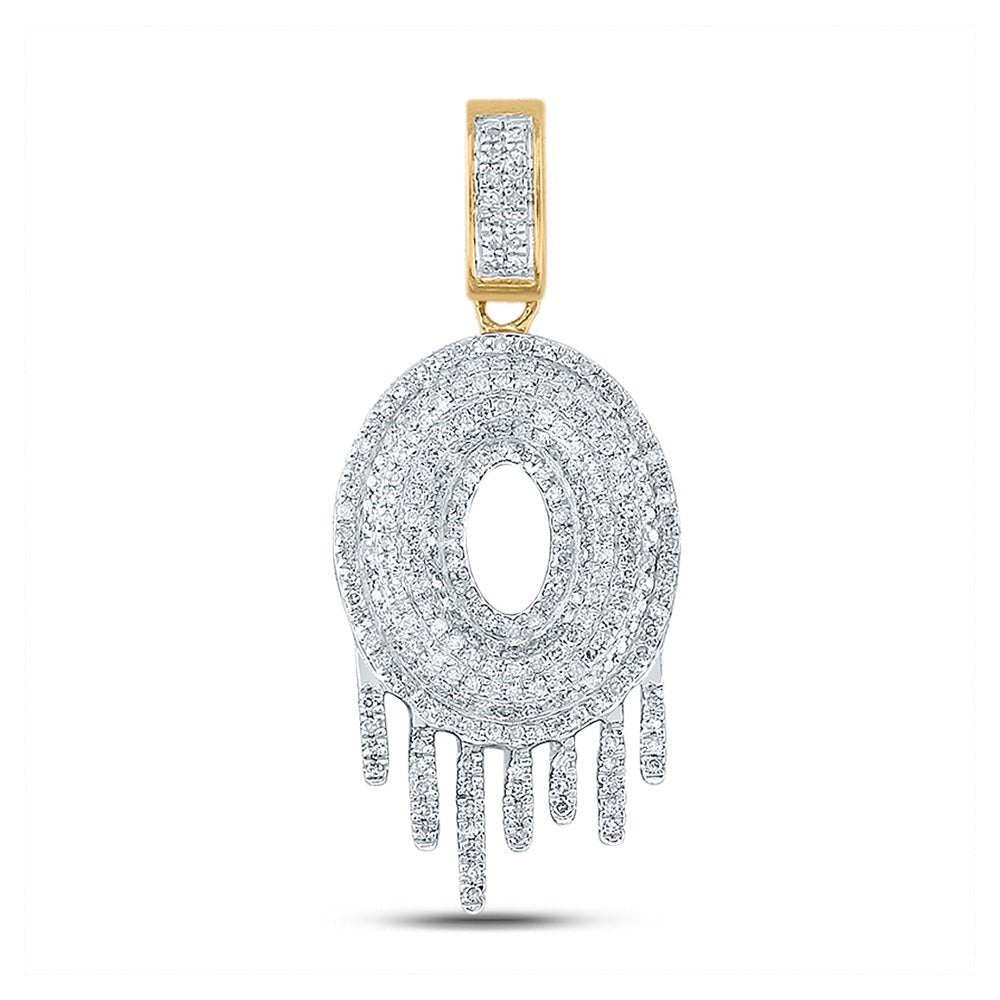 10kt Yellow Gold Men's Round Diamond Dripping O Letter Charm Pendant - 3/4 Cttw | Splendid Jewellery - Splendid Jewellery