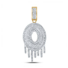 10kt Yellow Gold Men's Round Diamond Dripping O Letter Charm Pendant - 3/4 Cttw | Splendid Jewellery - Splendid Jewellery