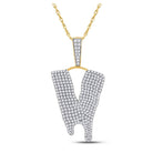 10kt Yellow Gold Men's Round Diamond Dripping V Letter Charm Pendant - 2 - 7/8 Cttw | Splendid Jewellery - Splendid Jewellery