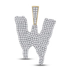 10kt Yellow Gold Men's Round Diamond Dripping W Letter Charm Pendant - 3 Cttw | Splendid Jewellery - Splendid Jewellery
