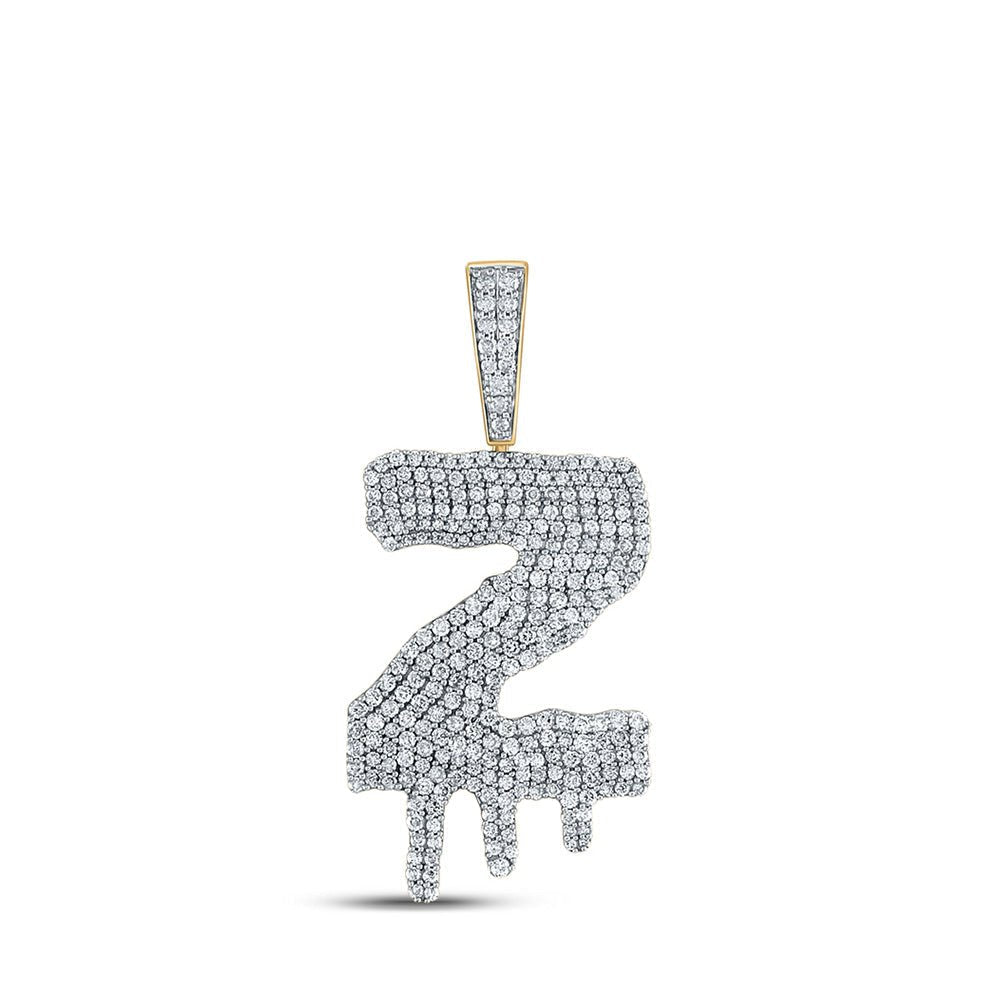 10kt Yellow Gold Men's Round Diamond Dripping Z Letter Charm Pendant - A Captivating Statement Piece by Splendid Jewellery - Splendid Jewellery