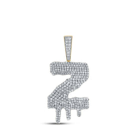 10kt Yellow Gold Men's Round Diamond Dripping Z Letter Charm Pendant - A Captivating Statement Piece by Splendid Jewellery - Splendid Jewellery