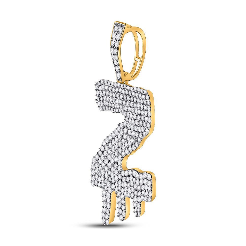 10kt Yellow Gold Men's Round Diamond Dripping Z Letter Charm Pendant - A Captivating Statement Piece by Splendid Jewellery - Splendid Jewellery