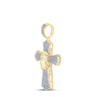 10kt Yellow Gold Men's Round Diamond Eagle Cross Charm Pendant 1 Cttw - A Majestic Symbol of Faith and Style - Splendid Jewellery