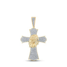 10kt Yellow Gold Men's Round Diamond Eagle Cross Charm Pendant 1 Cttw - A Majestic Symbol of Faith and Style - Splendid Jewellery