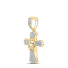 10kt Yellow Gold Men's Round Diamond Eagle Cross Charm Pendant - 1/2 Cttw | Splendid Jewellery - Splendid Jewellery
