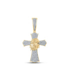 10kt Yellow Gold Men's Round Diamond Eagle Cross Charm Pendant - 1/2 Cttw | Splendid Jewellery - Splendid Jewellery