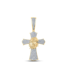 Load image into Gallery viewer, 10kt Yellow Gold Men's Round Diamond Eagle Cross Charm Pendant - 1/2 Cttw | Splendid Jewellery - Splendid Jewellery