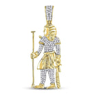 10kt Yellow Gold Men's Round Diamond Egyptian Pharaoh Charm Pendant - A Regal Statement of Style and Sophistication - Splendid Jewellery