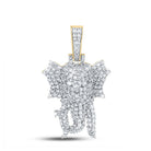 10kt Yellow Gold Men's Round Diamond Elephant Charm Pendant - 1 - 3/4 Cttw - Splendid Jewellery