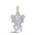 10kt Yellow Gold Men's Round Diamond Elephant Charm Pendant - 1 - 3/4 Cttw - Splendid Jewellery