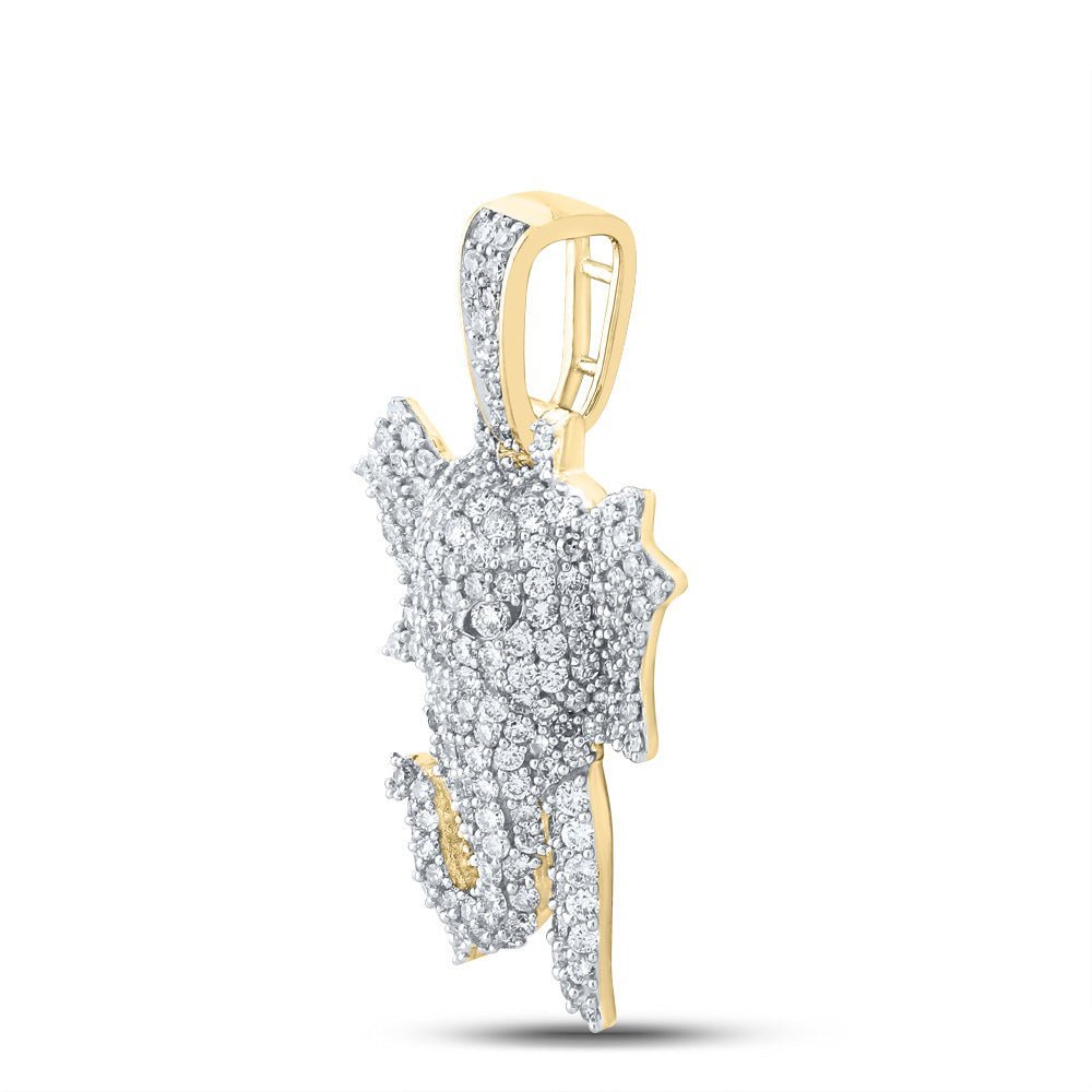 10kt Yellow Gold Men's Round Diamond Elephant Charm Pendant - 1 - 3/4 Cttw - Splendid Jewellery