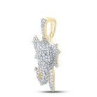10kt Yellow Gold Men's Round Diamond Elephant Charm Pendant - 1 - 3/4 Cttw - Splendid Jewellery